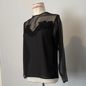 Vintage Glances Los Angeles Black Sheer Blouse